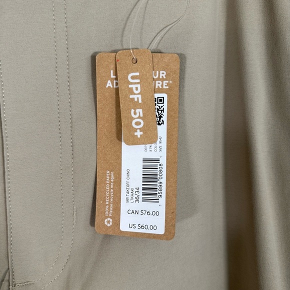 NWT Eddie Bauer Men’s MR Takeoff Chino Classic Fit Light Khaki Pants 36x34 - Picture 6 of 7